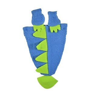 Baby Essentials Photo Prop Blue Dino Tail and Mittens Size: 0-6 Months New
